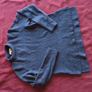 LOFT‎ Navy Blue Speckled Mock Neck Asymmetrical Sweater M